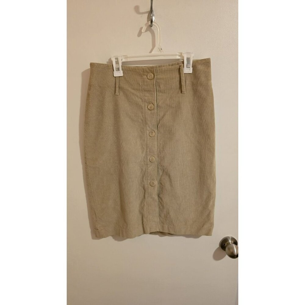 Express Corduroy Skirt Size Small Beige Cotton Spandex Button Down Preppy